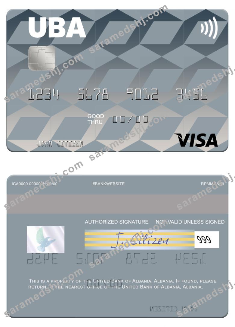 Albania United Bank of Albania visa card